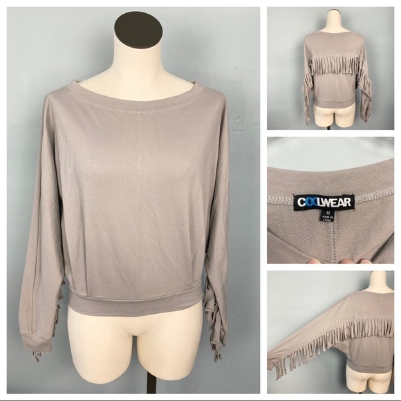 𝅺coolwear Fringe Accent Colman Sleeve Sweatshirt - Picture 1 of 12